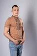 Традиційна чоловіча вишита футболка у бежевому кольорі "Тризуб" M 4786599 - зображення 5