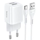Адаптер сетевой HOCO Type-C Cable Briar dual port charger set N8 |2USB, 2.4A| (Safety Certified) 4756070 - изображение 1