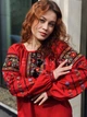 Красная вышитая блуза женская вышиванка цветочная "Николь" 11854-42 (S) - изображение 6