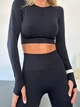 Бесшовный фитнес-костюм Seamless collection (рашгард + леггинсы) с эффектом Push Up для фитнеса и йоги L Черный (Push Up_PR01L) - изображение 8