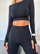 Бесшовный фитнес-костюм Seamless collection (рашгард + леггинсы) с эффектом Push Up для фитнеса и йоги L Черный (Push Up_PR01L) - изображение 12