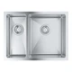 Мойка для кухни GROHE из нержавеющей стали K700 595x450мм прямоугольная врезная матовая 1мм на полторы чаши с сифоном 31576SD1 - изображение 1