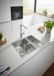 Мойка для кухни GROHE из нержавеющей стали K700 760x450мм прямоугольная врезная матовая 1мм на полторы чаши с сифоном 31575SD1 - изображение 6