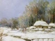 Картина маслом 30х40см Зимний день пейзаж снег деревья речка мост дорога на холсте ручная работа художника - изображение 2
