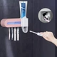 Настінний диспенсер для пасти та щіток зі стерилізатором Toothbrush sterilizer holder LY-575 рожевий - зображення 1