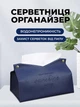 Диспенсер для бумажных салфеток, салфеточница из экокожи Синяя (CLA-017) - изображение 1