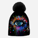 Czapka damska beanie Mr. Gugu & Miss Go Fullprint WB21BL S Czarna (5903845386566) - obraz 3