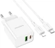 Сетевое зарядное устройство Borofone BA69A USB-A (QC3.0) USB-C (PD3.0) + кабель USB-C/Lightning White (BA69ACLW) - изображение 4