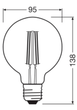 Лампа LED 6.5W 220V 725lm 2400K E27 DIM 95х135mm філаментна [4099854132315] OSRAM Vintage 1906 LED CLASSIC Globe Dimmable - изображение 5