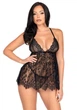 Рубашка бебі-дол Leg Avenue Floral lace babydoll & string Black L, стрінги - зображення 7