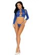 Комплект Leg Avenue Long sleeve crop top & string Royal Blue One Size, топ, стрінги - изображение 6