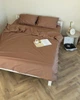Постільна білизна євро Dushka Home Сатин Люкс 20898 200х220 см капучіно - зображення 1
