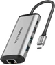 USB-хаб Vention USB Type-C - 3xUSB-A 1xUSB-C (PD) 1xRJ-45 15 см Black(TGDHB) - зображення 1