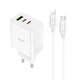 Зарядний пристрій Hoco C126A; PD 40W+QC3.0 2XType-C, USB-A + кабель TypeC-Lightning, white (58358) - зображення 2