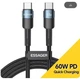 USB кабель 1м для швидкої зарядки Type-C - Type-C 60W Essager ES-UD2 чорно-синій - зображення 1