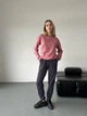 Свитшот спортивный без утепления однотонный женский двунитка 90% хлопка 56-58 коралловый - изображение 1