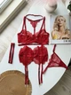 Комплект жіночої білизни з прозорого мережива SM2120/5dd Simply sexy Бордовий L - зображення 1
