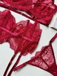 Комплект жіночої білизни з прозорого мережива SM2120/5dd Simply sexy Бордовий L - зображення 5