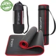 Коврик для йоги и фитнеса TECOFIT NBR с отделкой края тканью 183x61x1 см Black-Red + чехол-сумка в подарок (TOP18124795) - изображение 1