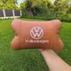 Набор подушек 2шт для автомобиля Volkswagen из натуральной коричневой кожи. Подушки на подголовник - изображение 11