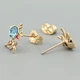 Сережки Оленятко з кристалами Swarovski 45572 розмір 14х10 мм колір аквамариновий вага 1.7 г позолота 18К - зображення 2
