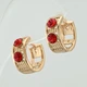 Сережки Дуо з кристалами Swarovski 45581 розмір 15х7 мм колір червоний вага 5.2 г позолота 18К - зображення 3