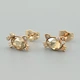 Сережки гвоздики kitty з кристалами Swarovski 45570 розмір 12х8 мм колір шампань вага 2.4 г позолота 18К - зображення 1