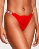 Женские трусики камни со стразами Victoria's Secret Shine Strap Lace Thong Panty L красные - изображение 1
