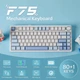 Клавиатура AULA F75 White-Salt Blue Игровая Безпроводная Механичиская. 2.4G/Bluetooth/Кабель RGB Grey Wood v3 Свитчи - изображение 3