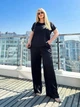 Ошатний жіночий брючний костюм на літо FashionYouWant M/L чорний 43456807 - зображення 3