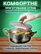 Набір посуду з нержавіючої сталі з кришками, 3 каструлі + 1 сотейник + 1сковорода + чайник, 11 предметів з антипригарним покриттям, дерев'яні ручки - зображення 6