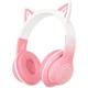 Беспроводные наушники накладные XO BE38 Cats Ear с ушками кота Гарнитура стерео розовая - изображение 3