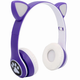 Беспроводные наушники Bluetooth Cat VIV-23 microSD с подсветкой фиолетовые - изображение 1