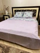 Постельное белье хлопковое Цветы Двуспальное Простынь на резинке 180x200х20 Бязь Лавандовое 50 х 70 - изображение 2