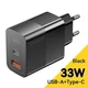 Зарядний пристрій Essager Pinchen 33W Travel Fast Charger USB-A + TYPE-C EU Black - изображение 2