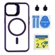 Чохол TPU+PC+Metal Stand Case with MagSafe and Camera Lenses для iPhone 15 Колір Dark Purple - изображение 1