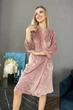 Домашний женский халат на запах до колена велюровый с карманами JULIA L Капучино - изображение 4