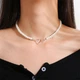 Ланцюжок з перлинами та сердечком Honey Fashion Accessories білий+сріблястий (12-197) - зображення 2