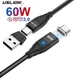 Магнитный кабель Uslion 2в1 Type-C-Type-C + Usb-a-Type-c PD 60w 1м Fast Charge Black - изображение 1