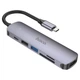 Перехідник HOCO HB28 Multi-function 6in1 (Type-C to HDTV+USB3.0+USB2.0+SD+TF+PD) (Metal gray) (166522) - зображення 1
