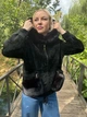 Жіноча куртка з вовни альпака з капюшоном 48-52 чорне - зображення 4