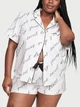 Піжама Сатинова (сорочка + шорти) Victoria's Secret Flannel Short Pajama Set M Біла (26527475) - зображення 1