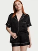 Піжама Сатинова (сорочка + шорти) Victoria's Secret Satin Short Pajama Set S Чорна (26665964) - зображення 1