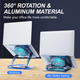 Підставка для ноутбука VHG S63 складана поворотна 360⁰C з вентилятором Rotatable Laptop Stand, Dr. Gray - изображение 3