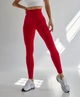 Спортивные женские леггинсы Hot для фитнеса и йоги c двойным пуш-ап V-пояс Бесшовные Однотонные M Красные (MA15000LM) - изображение 1