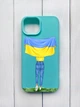 Матовий чохол на iPhone 15 Бірюзовий Дівчина з прапором (принт 263) - зображення 1