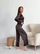Костюм жіночий плюшевий кофта та штани Casual Style Collection L-XL коричневий - зображення 8