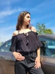Блузка жіноча укорочена зі вставками перфорації Tally Weijl Чорна 13143 M (44-46) - зображення 3