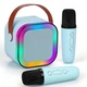 Портативная мини Bluetooth колонка караоке K12 с двумя микрофонами и RGB-подсветкой DL-248 Синяя - изображение 3