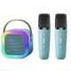 Портативная мини Bluetooth колонка караоке K12 с двумя микрофонами и RGB-подсветкой DL-248 Синяя - изображение 5